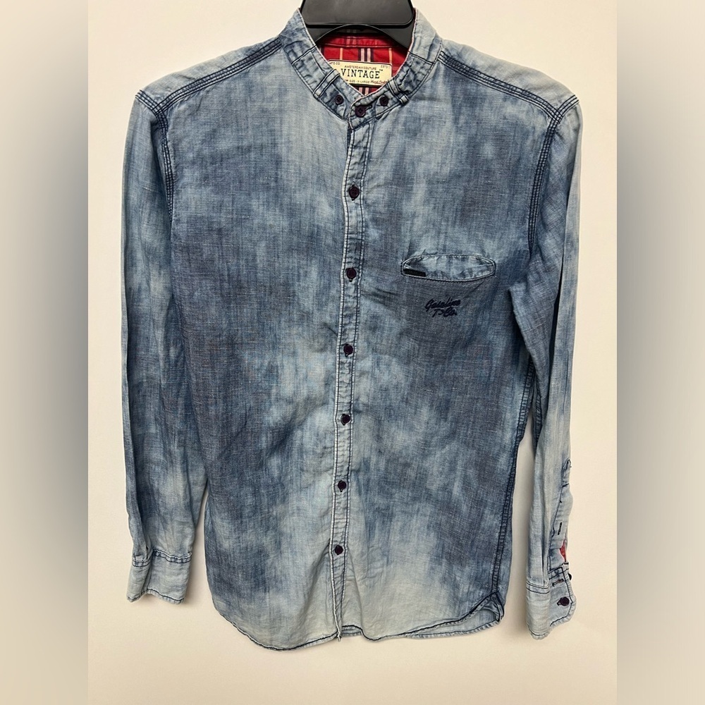 AMSTERDAM COUTURE MEN’S VINTAGE SHIRT SIZE XL SLIM   LIGHT/MEDIUM SHADED DENIM - Picture 1 of 10